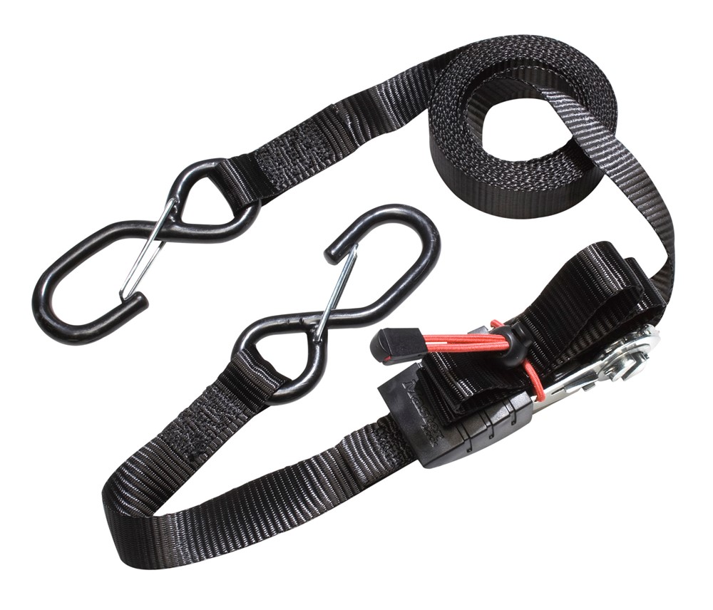 Masterlock set of 4 ratchet tie downs with S hooks 4,25m - colour : black - PVC g