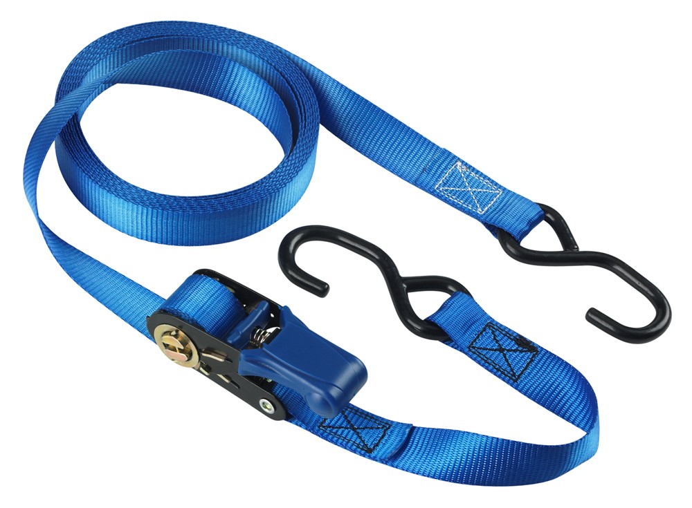 Masterlock Single pack ratchet tie down 5 m with S hooks - colour : blue