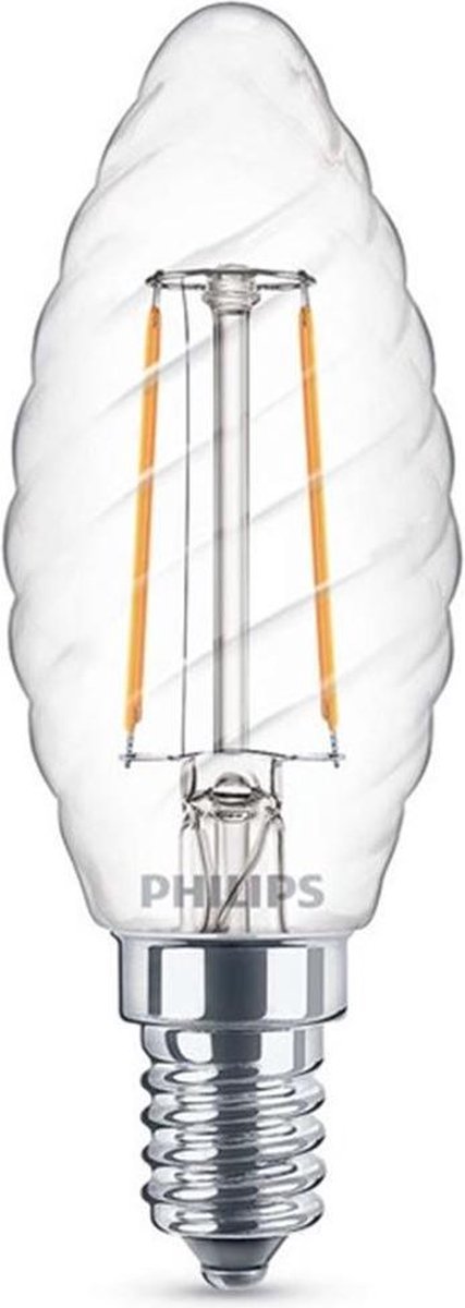 Philips LED lamp E14 2W 250Lm kaars filament gedraaid 3 stuks - Wit