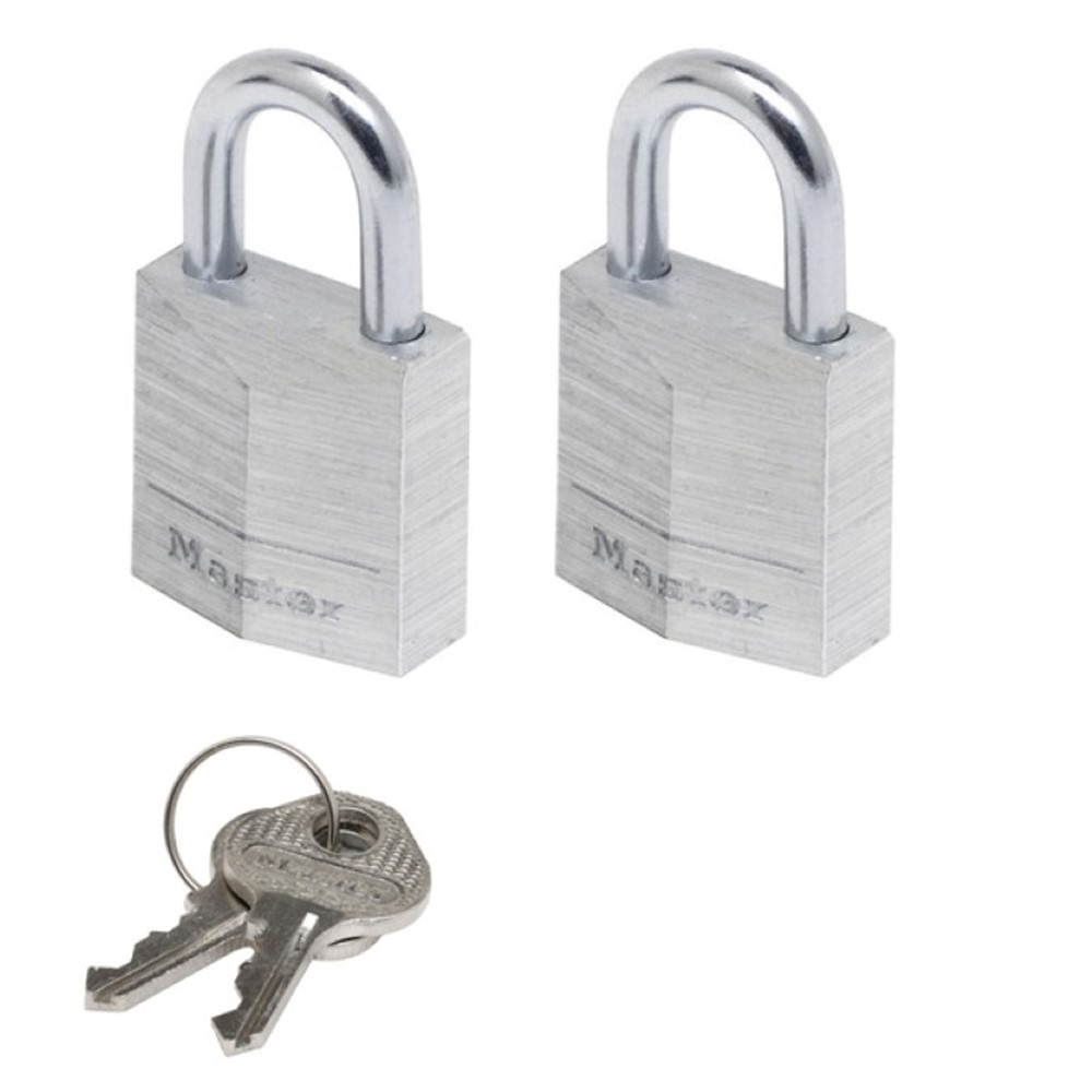 Masterlock 2 x 20mm - 11mm steel shackle, 3mm diam. - 3-pin cylinder - keyed alik