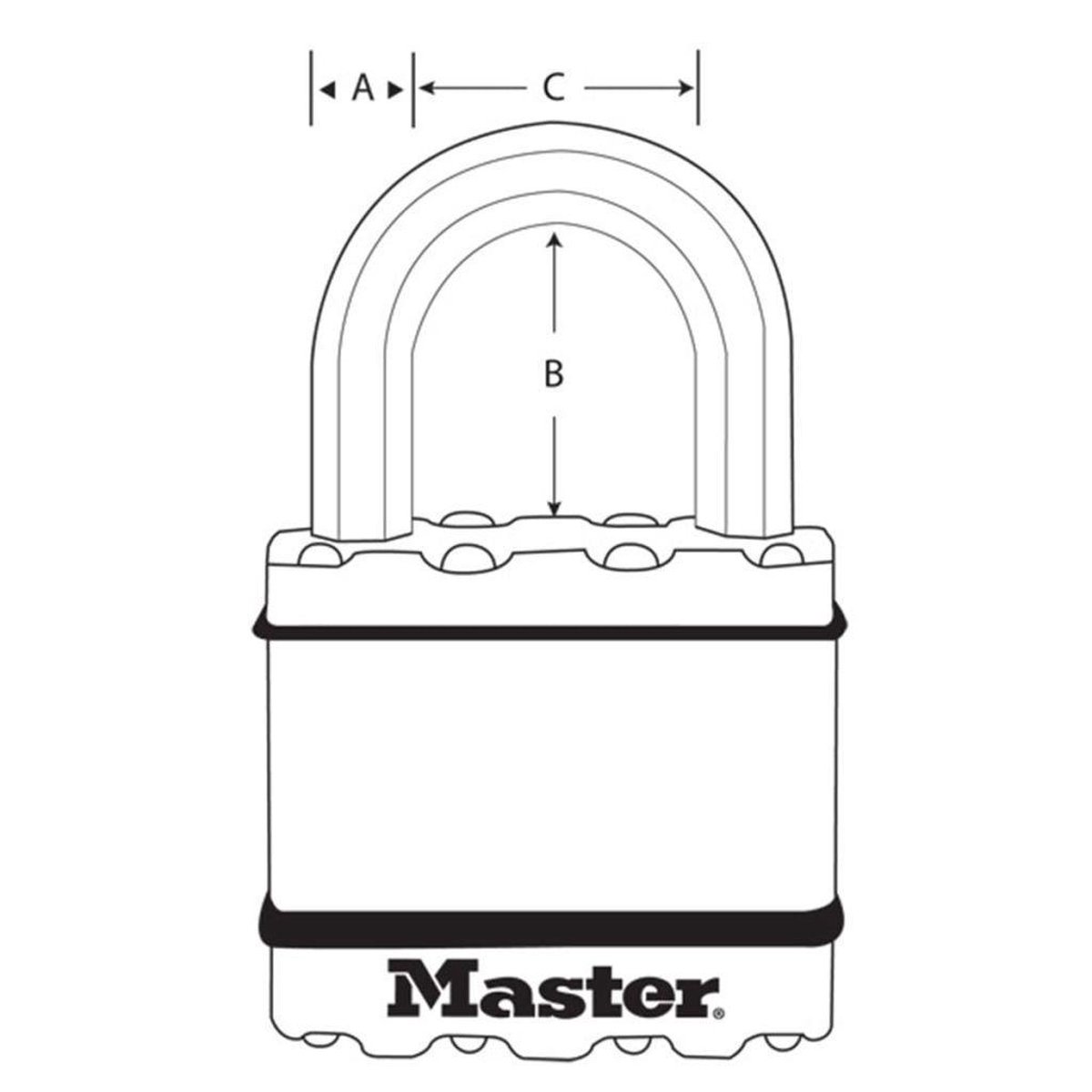 Masterlock 45mm laminated steel padlock - zinc outer treatment with brass finish - Geel
