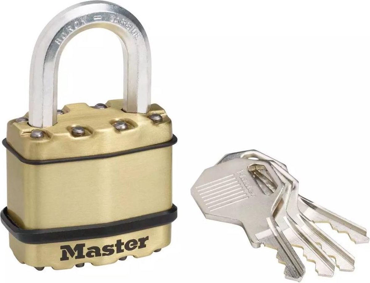 Masterlock 45mm laminated steel padlock - zinc outer treatment with brass finish - Geel