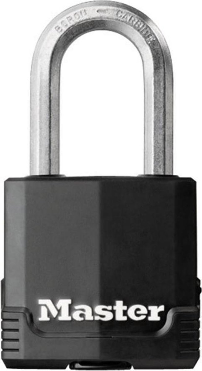 Masterlock 48mm laminated steel padlock - anti-rust thermoplastic cover - 38mm oc - Zwart