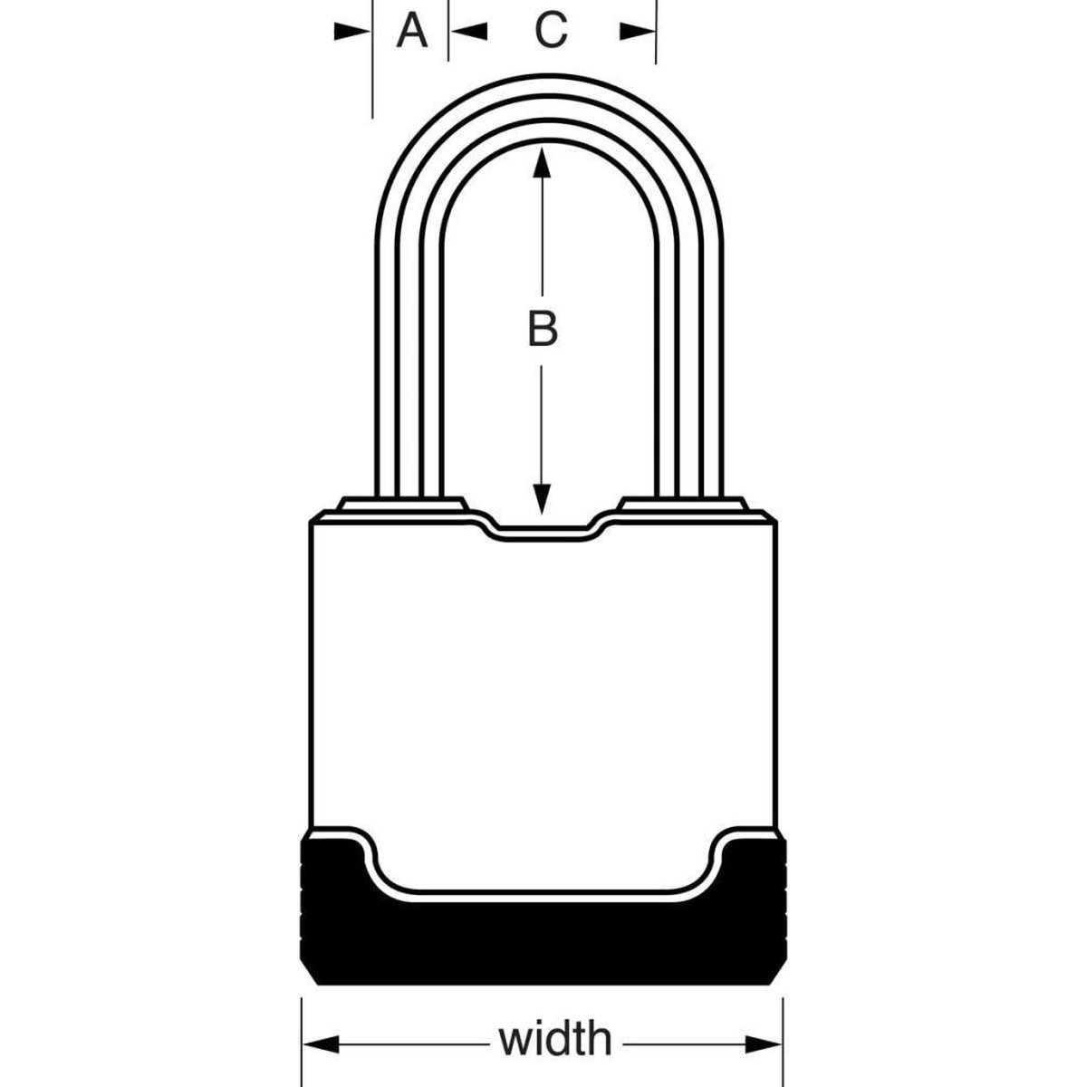 Masterlock 48mm laminated steel padlock - anti-rust thermoplastic cover - 38mm oc - Zwart