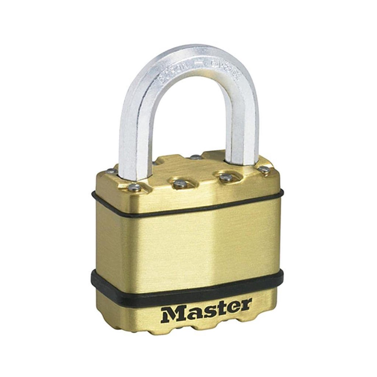 Masterlock 50mm laminated steel padlock - zinc outer treatment with brass finish - Geel