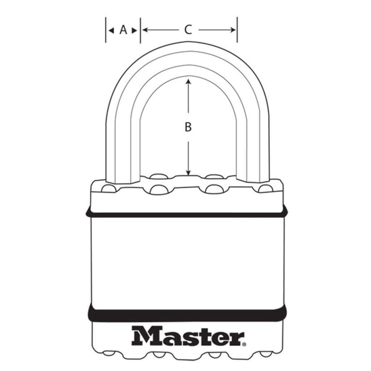 Masterlock 50mm laminated steel padlock - zinc outer treatment with brass finish - Geel