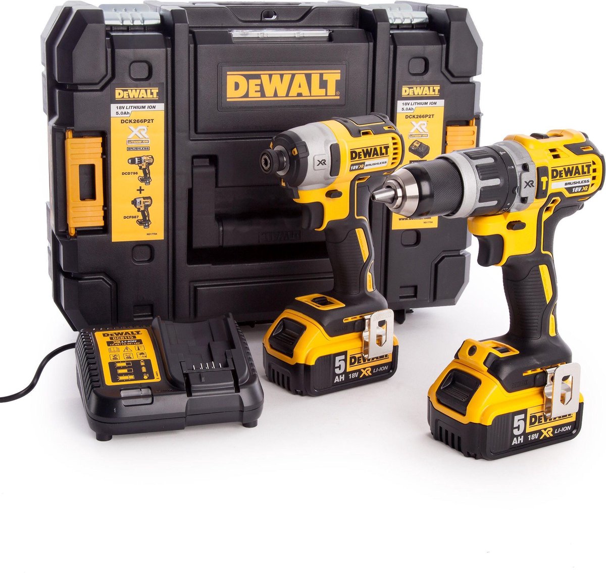 DeWalt DCK266P2T accu set | DCD796 + DCF887 in T-Stak koffer | 18v 5.0Ah Li-ion