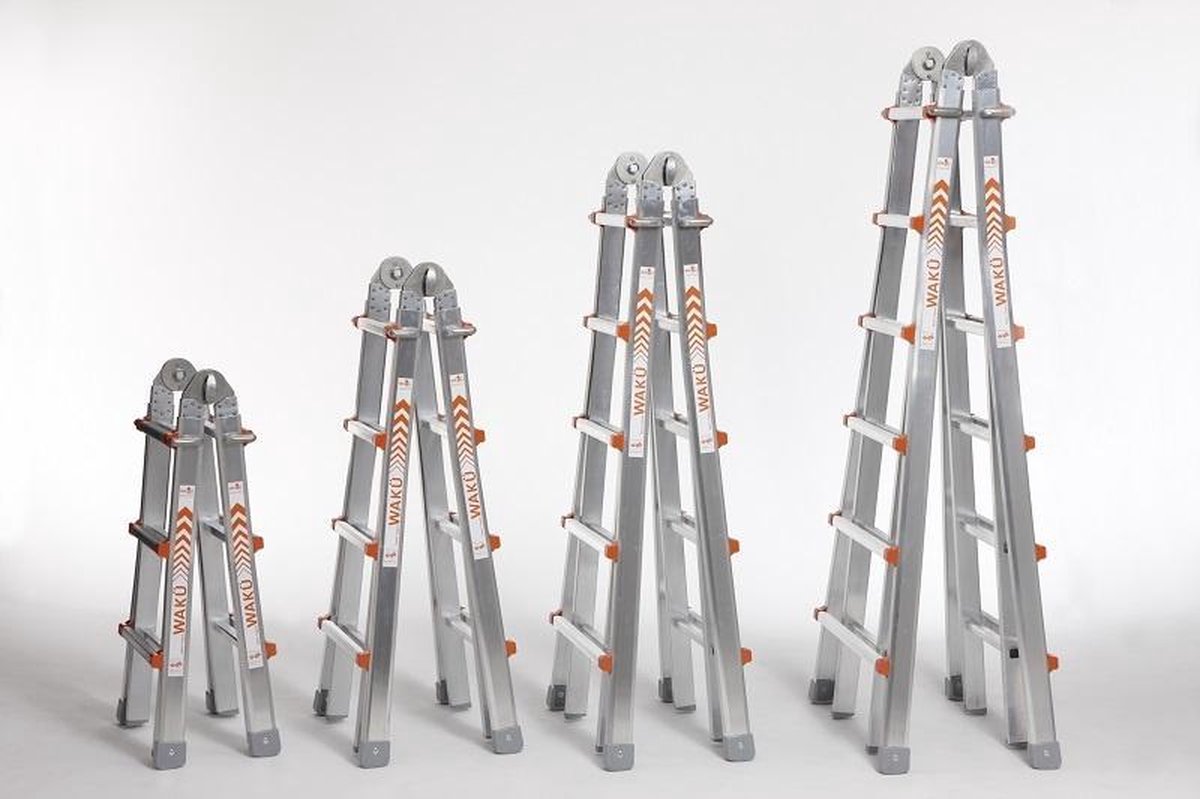 Little jumbo Professionele telescopische vouwladder 4x6 treden Waku