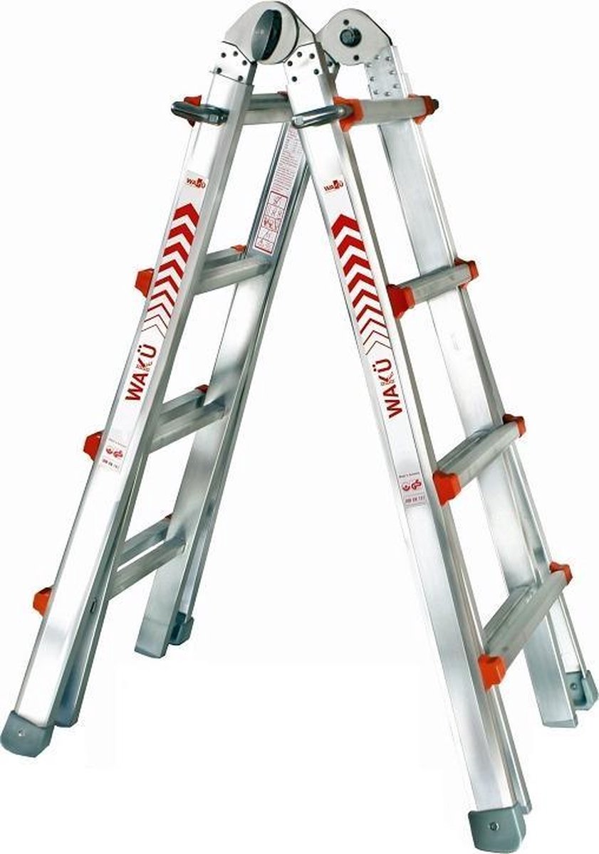 Little jumbo Professionele telescopische vouwladder 4x6 treden Waku