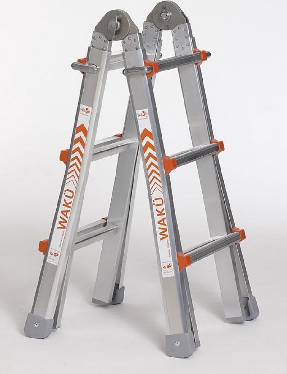 Little jumbo Professionele telescopische vouwladder 4x3 treden Waku