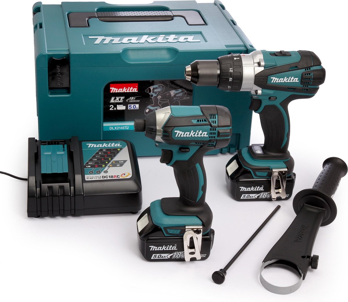 Makita DLX2145TJ Combiset | DHP458 Accu klopboormachine + DTD152 accu slagschroevendraaier | 18v 5.0Ah Li-ion