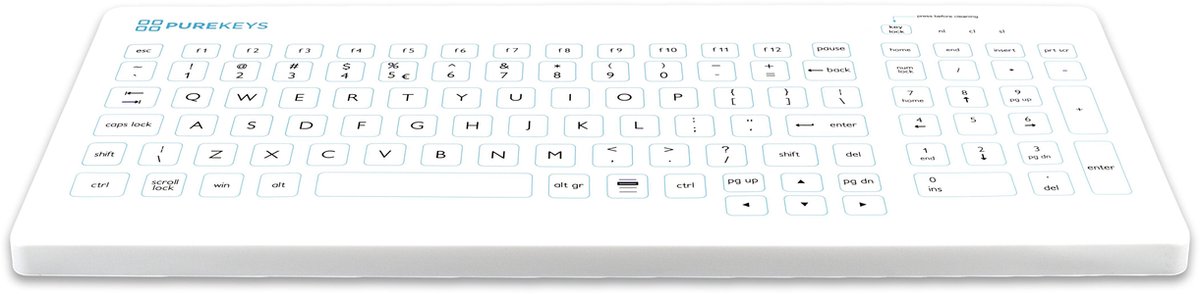Purekeys Hygiënisch Bedraad Toetsenbord wit