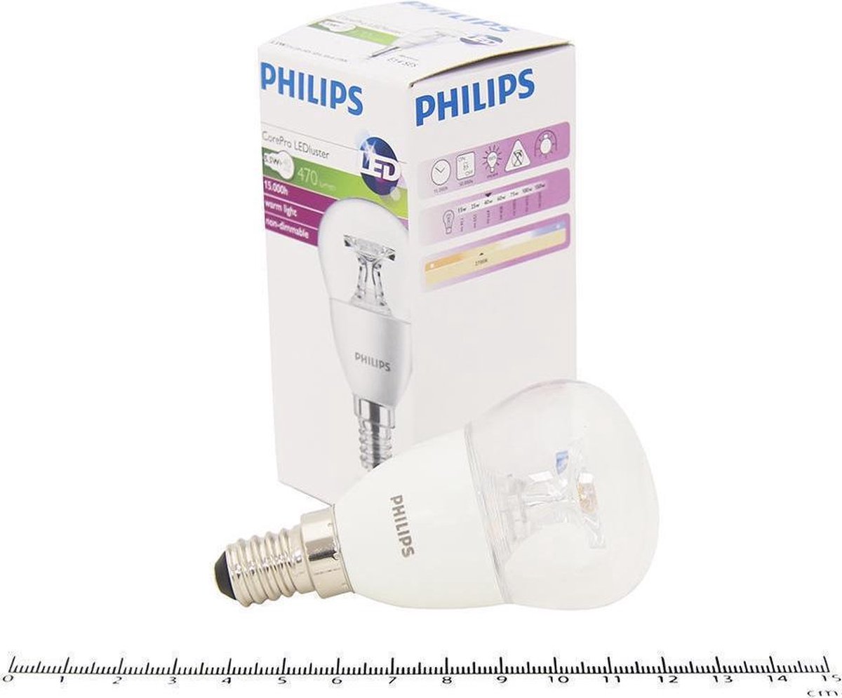 Philips LED kogel 5,5-40W E14 827 P45 helder - Wit
