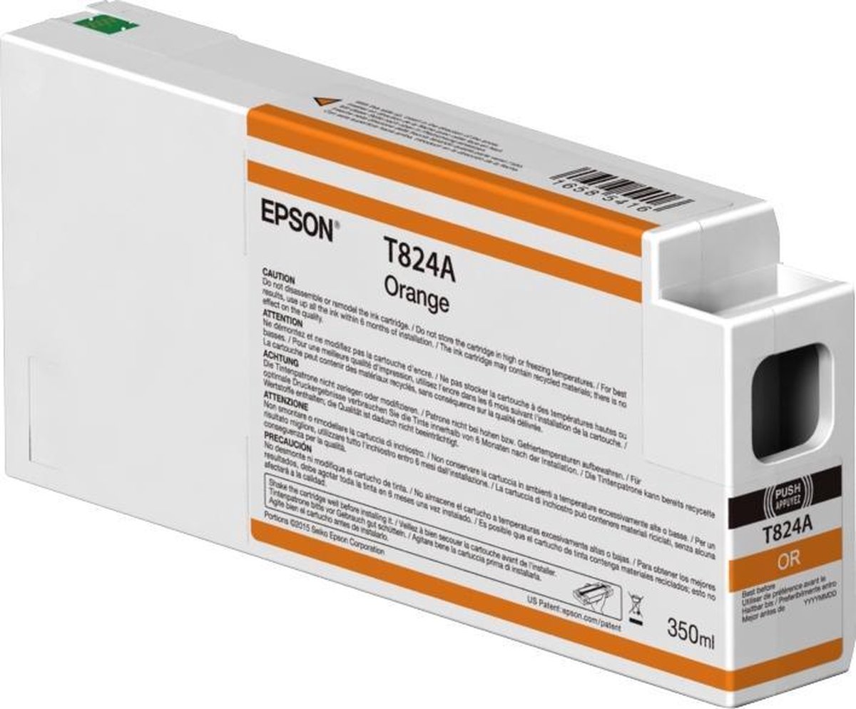 Epson Singlepack Orange T824A00 UltraChrome HDX 350ml - Oranje