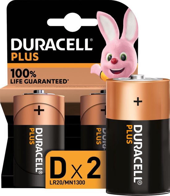 Duracell Alka Plus D batterijen 2 stuks