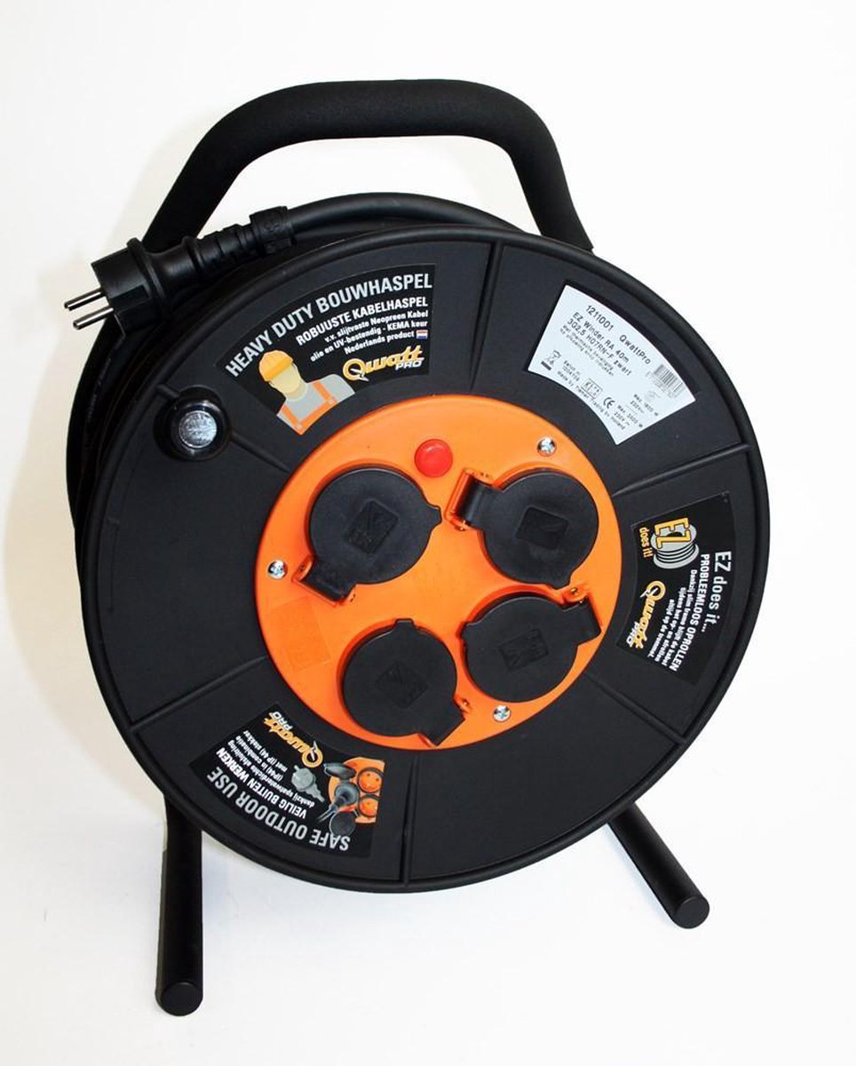 Tieman kabelhaspel EZ Winder RA 25m 3G2,5 H07RN-F zwart - 1211004