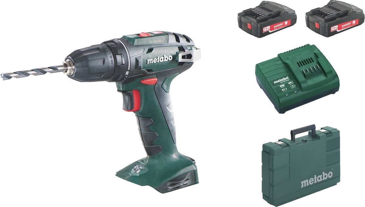 Metabo BS 18 | 18 Volt 2.0Ah accu-boorschroevendraaier 2X2AH LI-ION, LADER SC 30