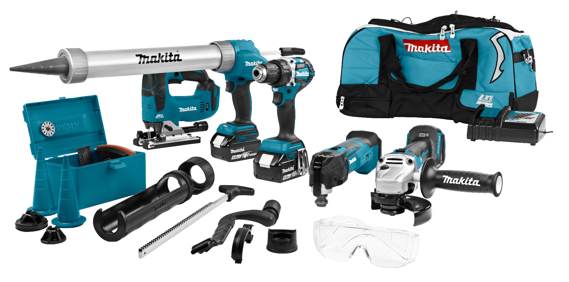 Makita DLX5040TX1 18 V Combiset voor allround werkzaamheden 5,0 Ah accu&apos;s (2st.) in Tas