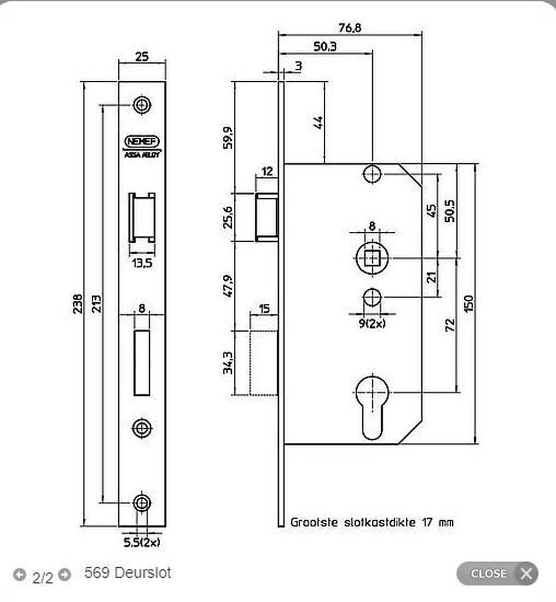 Nemef Deurslot 569/4-50Mm Ls Deurslot 569/4-50Mm Ls - 9056904502