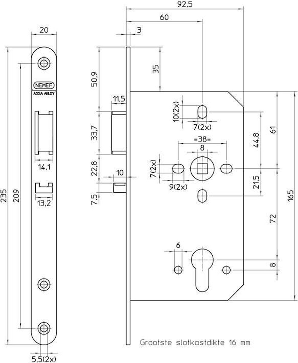 Nemef Deurslot 649/47-60Mm Kv Ls Deurslot 649/47-60Mm Kv Ls - 9064947652