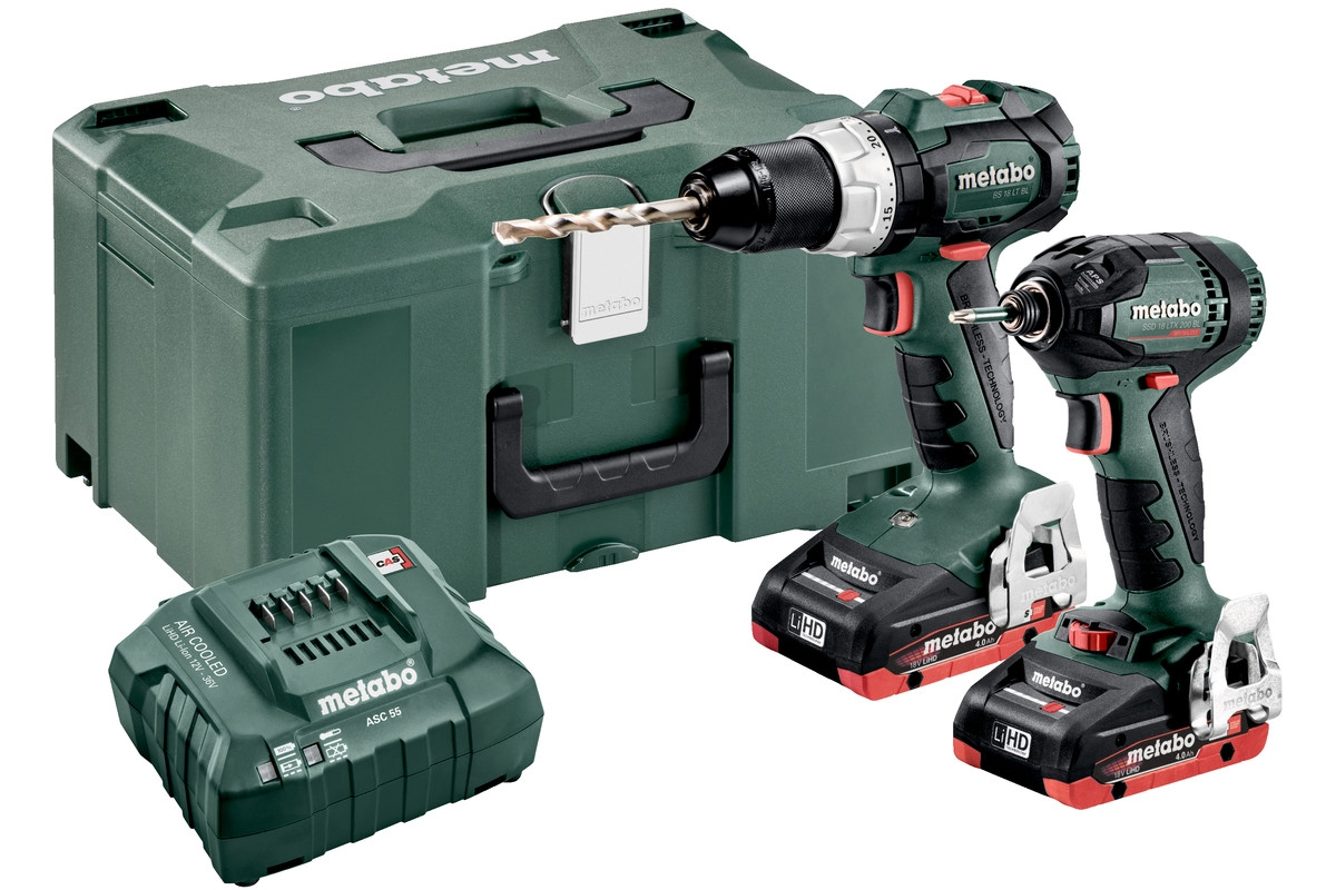 Metabo 18V COMBO SET 2.1.11 - BS 18 LT BL + SSD 18 LTX 200 BL + 2x LiHD 4.0Ah accu&apos;s