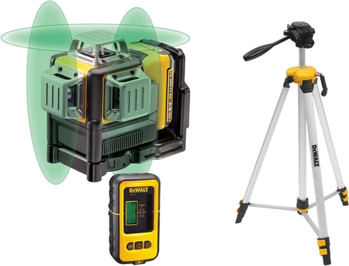 DeWalt DCE089D1GTRID zelfnivellerende kruislijnlaser 10.8V - groene laser + statief en ontvanger