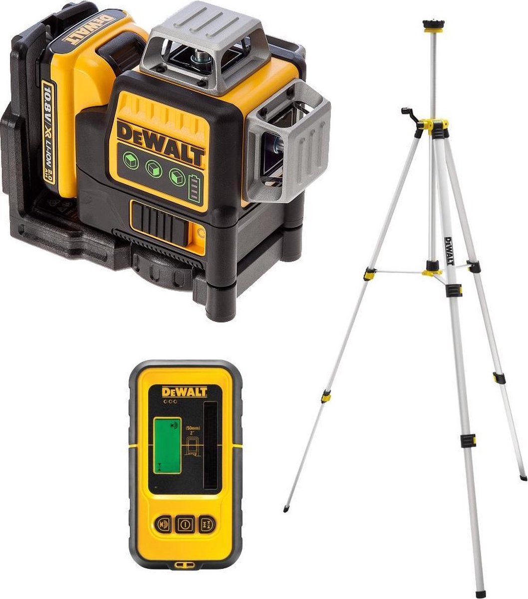 DeWalt DCE089D1GTRID zelfnivellerende kruislijnlaser 10.8V - groene laser + statief en ontvanger