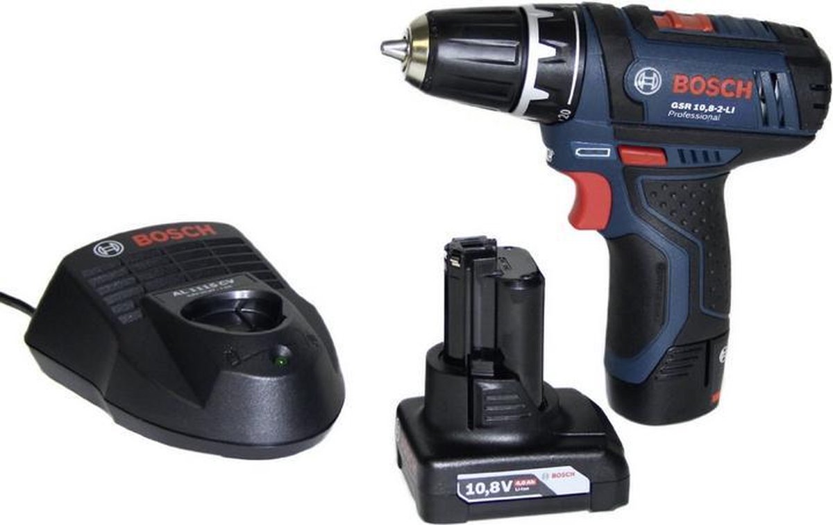 Bosch GSR 12V-15 accuboorschroevendraaier | 12v 2.0Ah + 4.0Ah accu | + 39 accessoires - Blauw