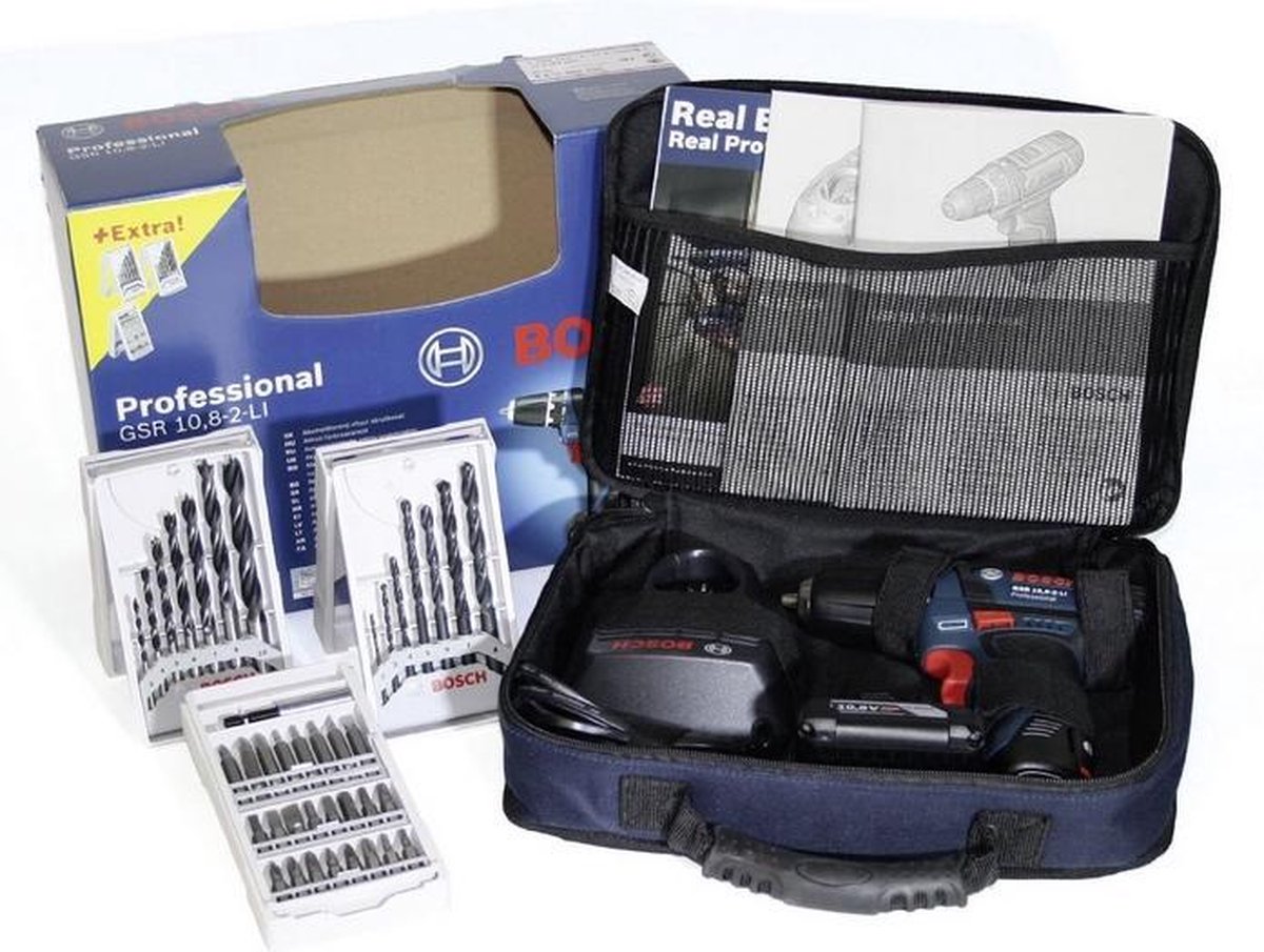 Bosch GSR 12V-15 accuboorschroevendraaier | 12v 2.0Ah + 4.0Ah accu | + 39 accessoires - Blauw