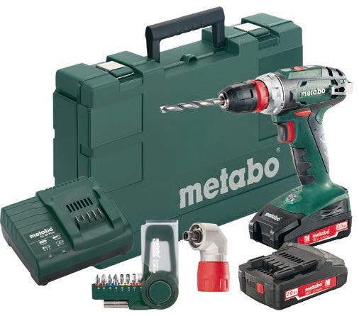 Metabo BS 18 Quick Set 18 Volt accu-boorschroevendraaier 2.0Ah + Haaks opzetstuk