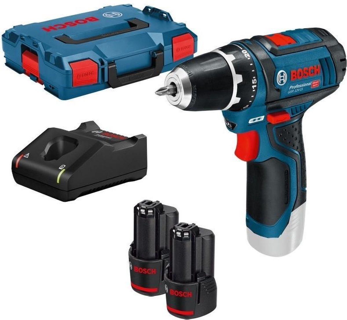 Bosch GSR 12V-15 accuboorschroevendraaier | 2.0Ah Li-Ion | in L-Boxx - Blauw