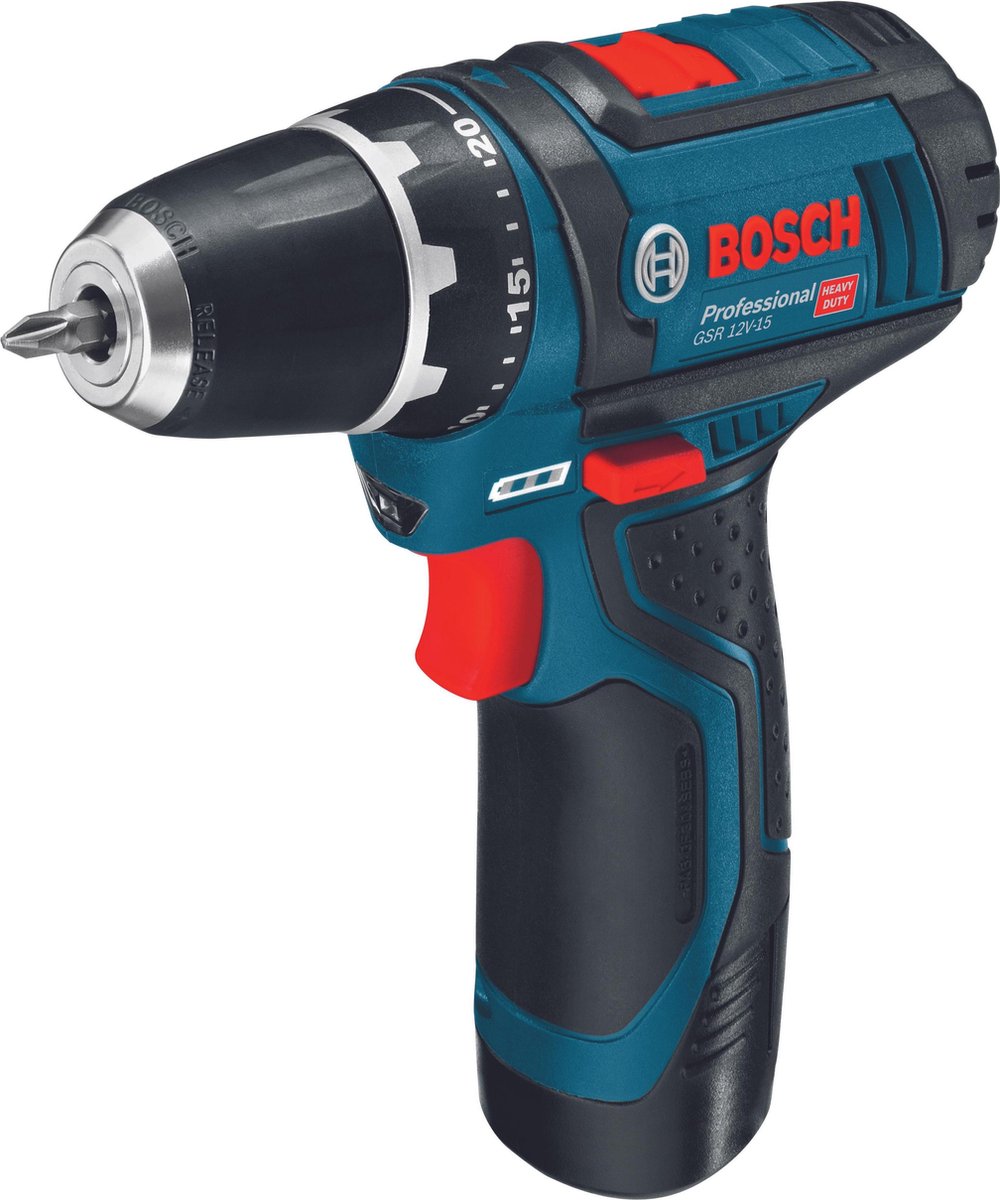 Bosch GSR 12V-15 accuboorschroevendraaier | 2.0Ah Li-Ion | in L-Boxx - Blauw