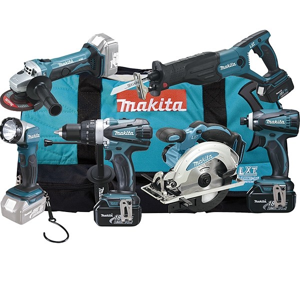 Makita DLX6011 | 6 delige 18V Li-Ion accu combi set (3x 3.0Ah accu) in tas