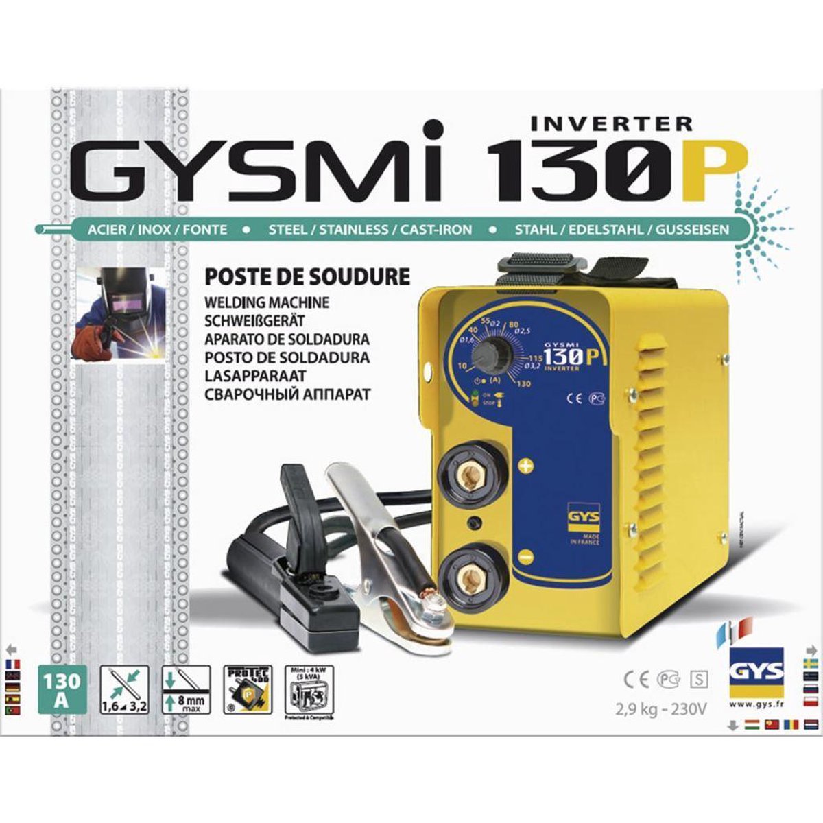 GYS MI 130 P lasapparaat inverter tot 3,2 mm koffer