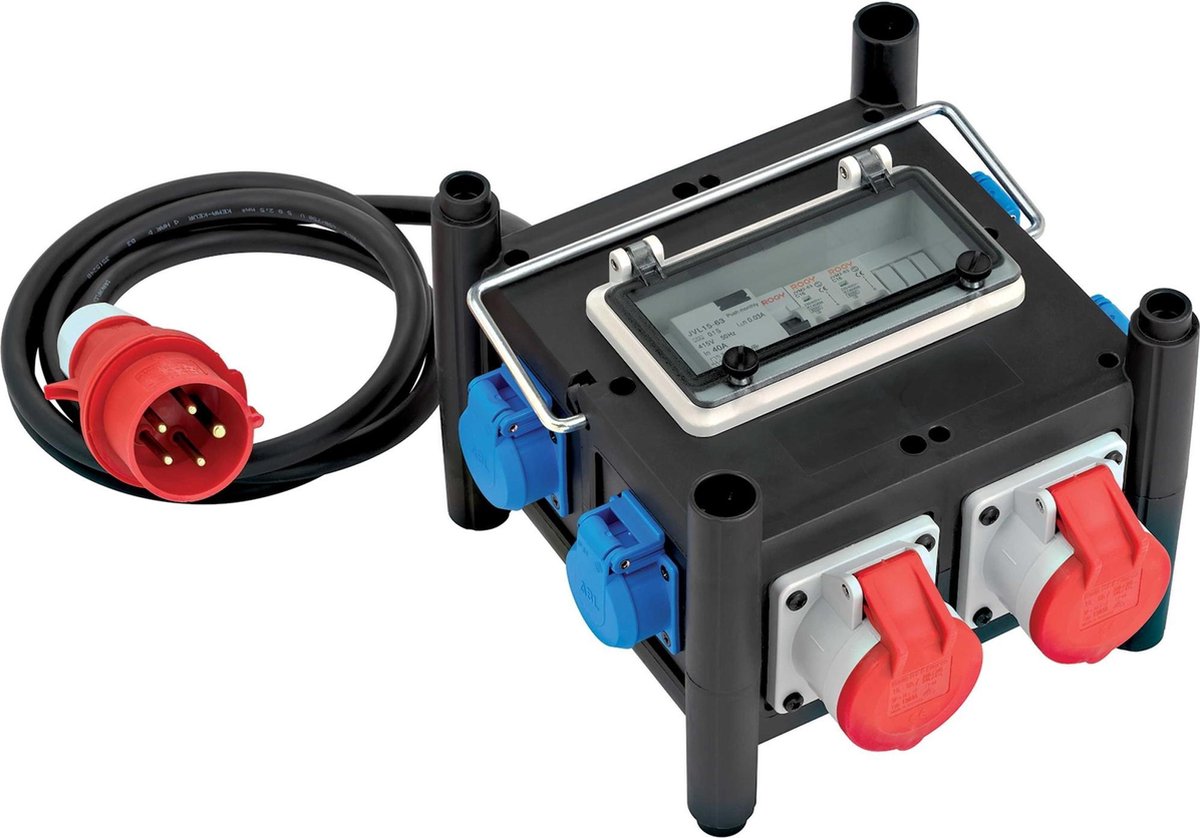 Brennenstuhl Compacte rubberen stroomverdeler BSV 3 FI/16 2 IP44 2m H07RN-F 5G2,5 - 2xCEE16A, 5x230V