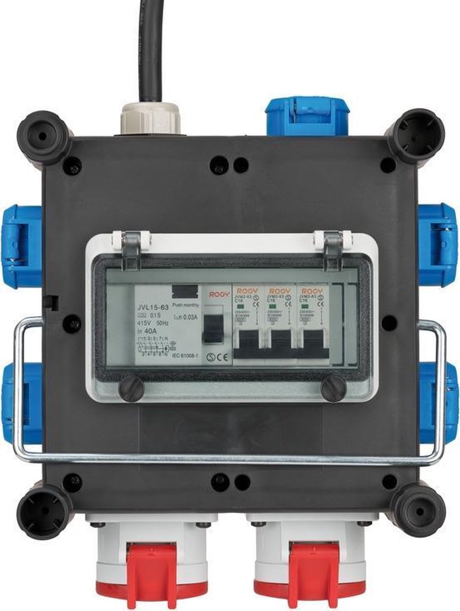 Brennenstuhl Compacte rubberen stroomverdeler BSV 3 FI/16 2 IP44 2m H07RN-F 5G2,5 - 2xCEE16A, 5x230V