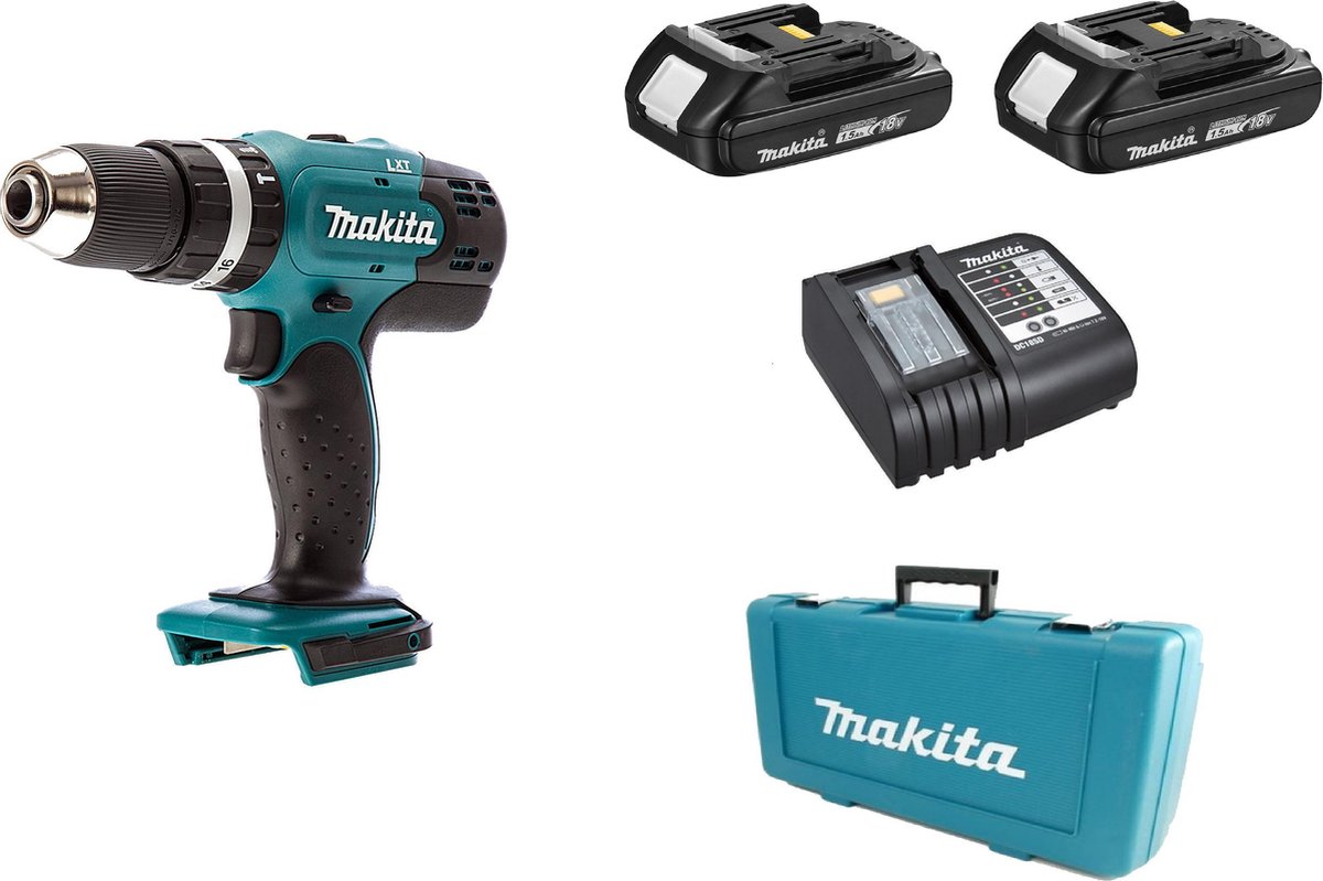 Makita DHP453SYE 18 V Li-ion klopboormachine in koffer | 2 accu&apos;s