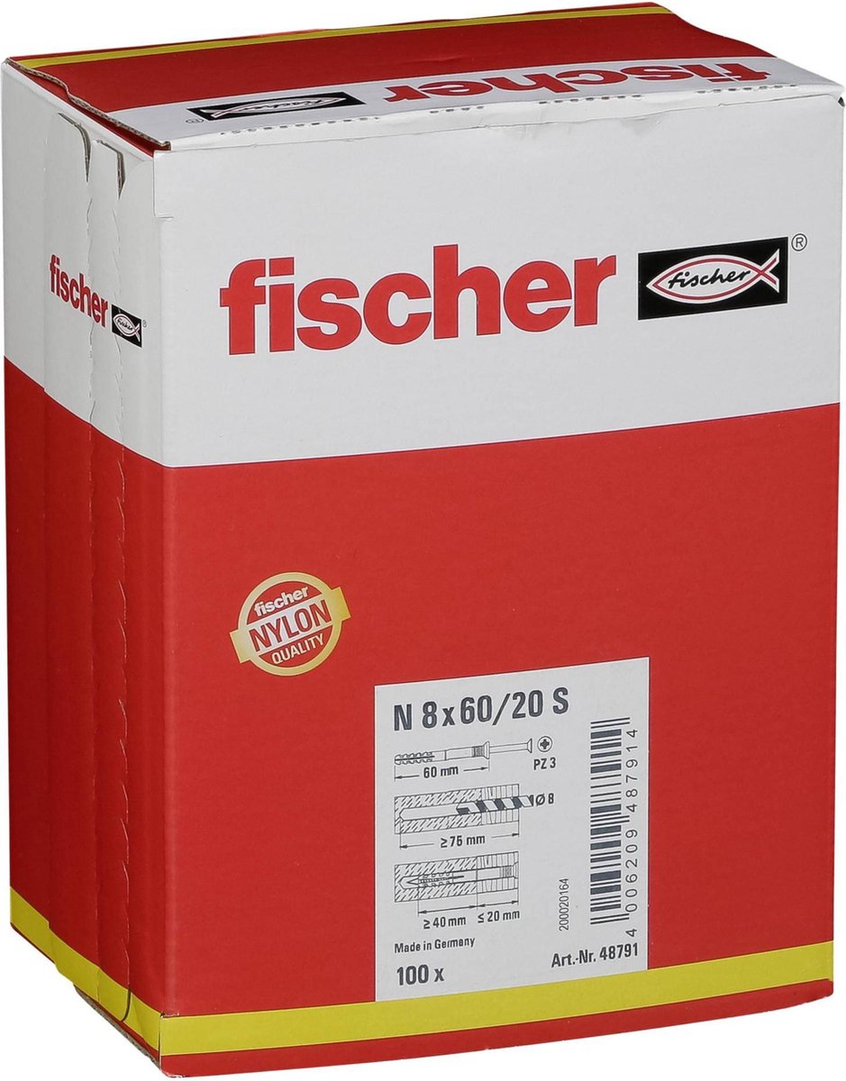 Fischer N 8X60/20 S NAGELPLUG (100) 100 St