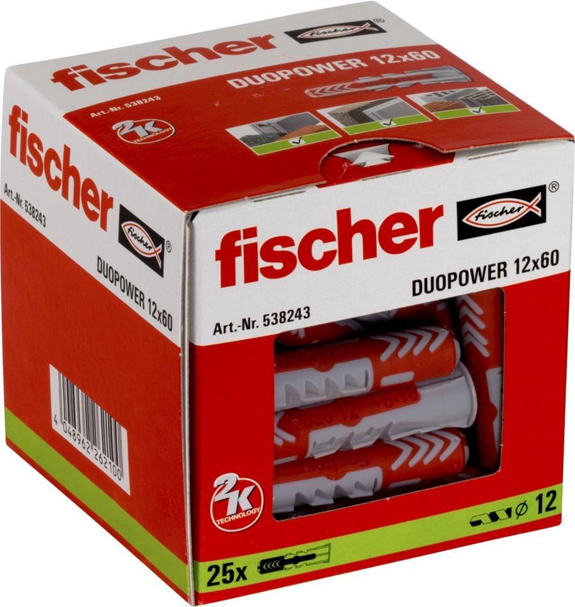 Fischer DUOPOWER 12x60 25 St - Grijs