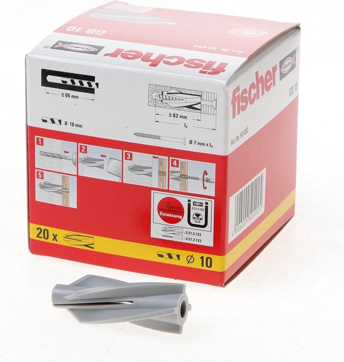 Fischer GASBETONPLUG GB 10 20 St - Grijs