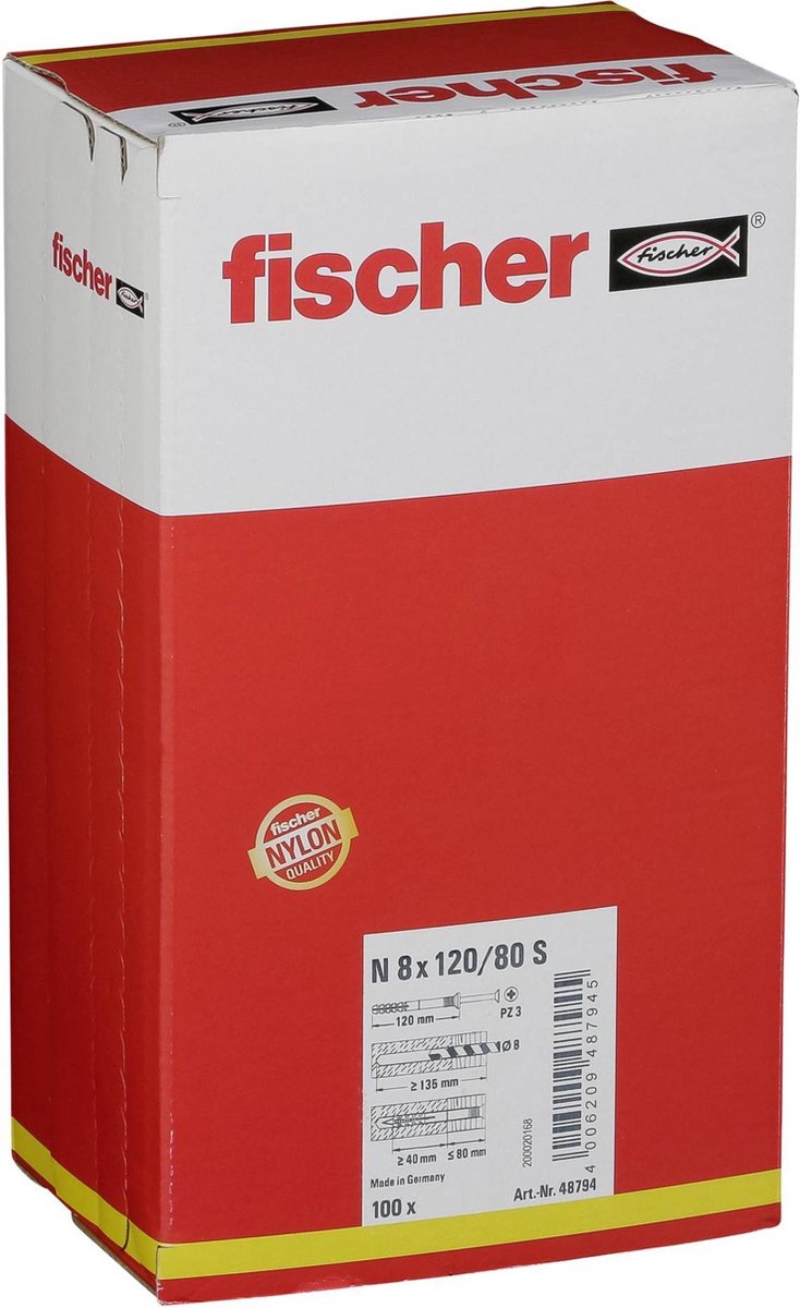 Fischer N 8X120/80 S NAGELPLUG 100 St