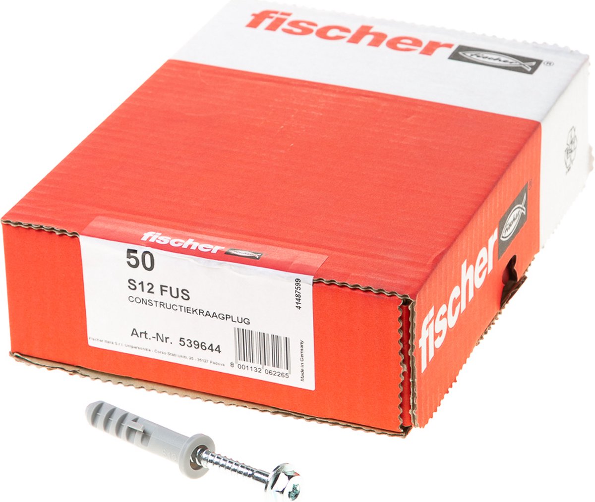 Fischer CONSTRUCTIEKRAAGPLUG S12 FUS 50 St - Grijs