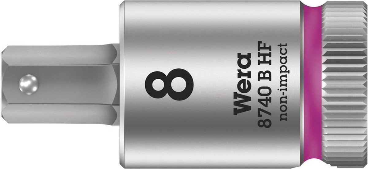 Wera 8740 B HF Binnenzeskant Zyklop Bitdop met 3/8"-aandrijving met vasthoudfunctie, 8,0 x 38,5 mm - 1 stuk(s)