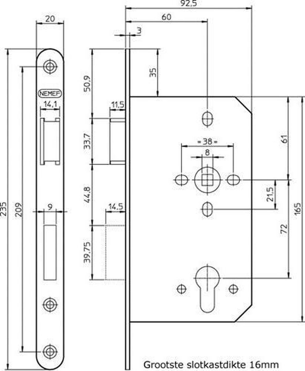 Nemef Deurslot 649/4-60Mm Kv Rs Deurslot 649/4-60Mm Kv Rs - 9064904651