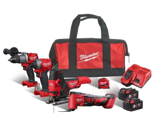 Milwaukee M18 FPP4F2-502B Power Pack 18V | M18 FPD2 + M18 FID2 + M18 FBJS + M18 BMT