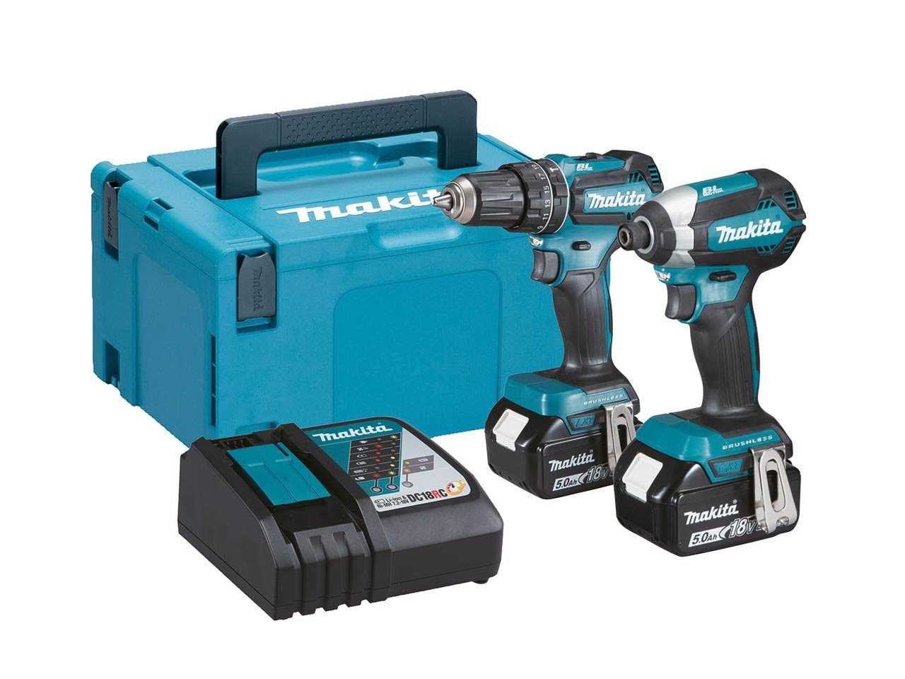 Makita DLX2283TJ combiset - DHP485 18v Boor- en schroefmachine + DTD153 Accu slagschroevendraaier met 5.0Ah accu&apos;s