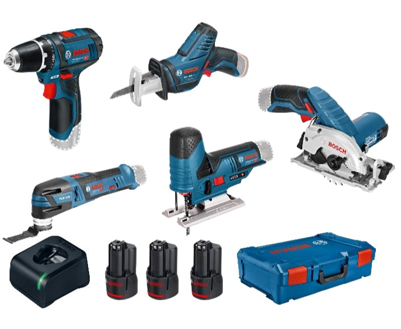 Bosch 5 TOOLKIT GSR 12V-15 + GST 12V-70 + GOP 12V-28 + GKS 12V-26 + GSA 12V-14