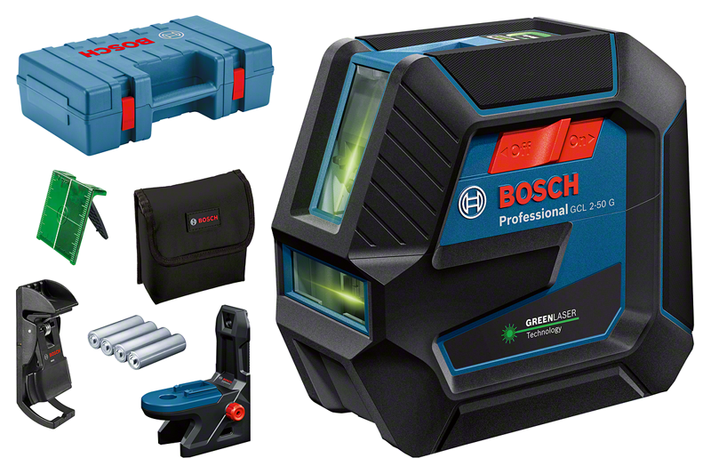 Bosch GCL 2-50 G combilaser | in transportkoffer | incl. 4x batterij (AA) | laserrichtbord