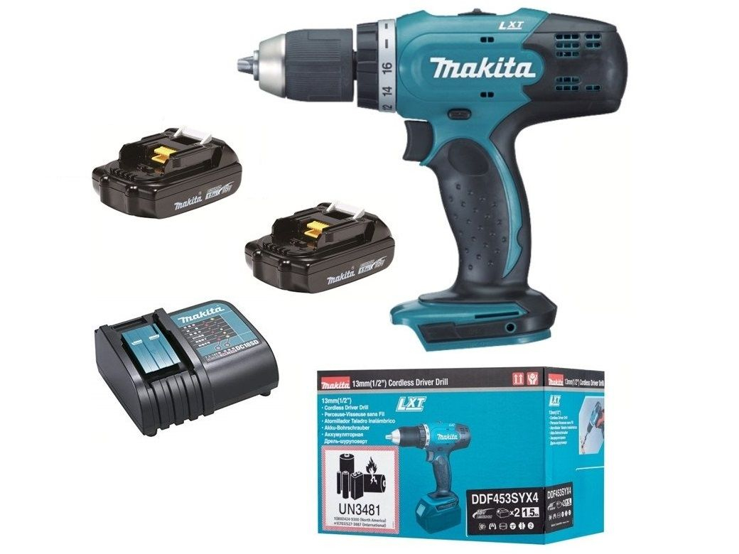 Makita DDF453SYX4 Boor-/schroefmachine | 18v 1.5Ah Li-ion in doos