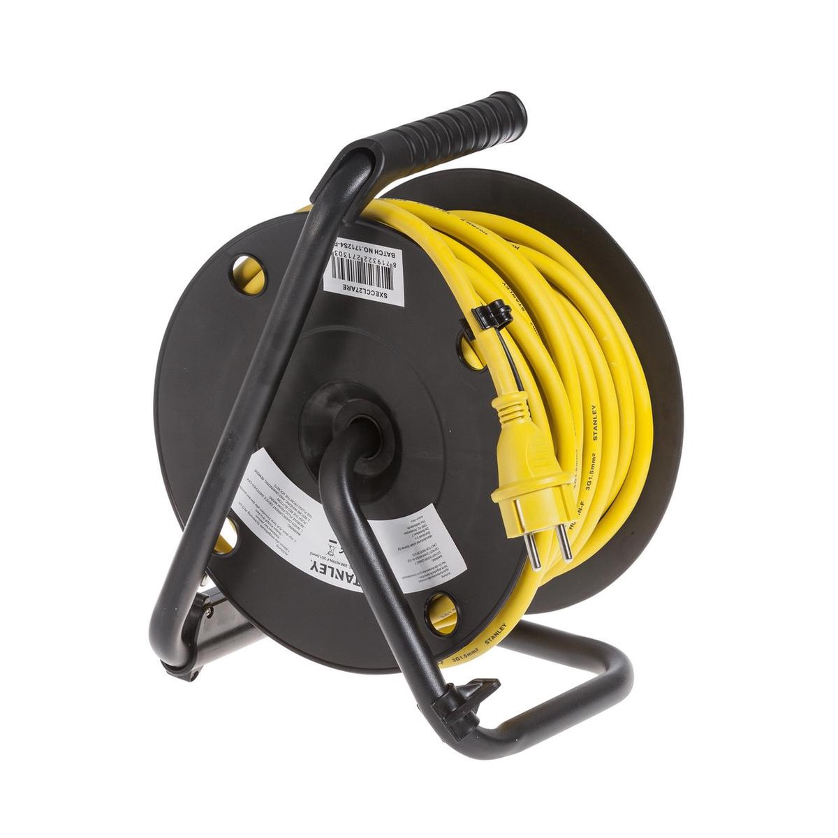 Universeel Neopreen Kabelhaspel - 20m - 4 stopcontacten - Zwart